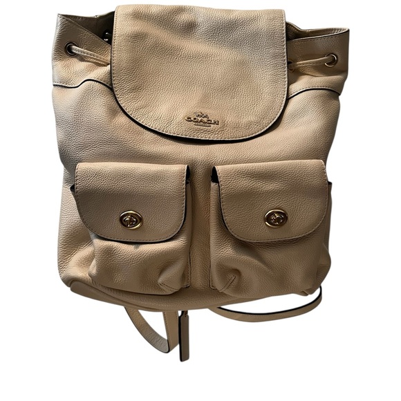 Coach Handbags - Coach Billie Chalk White Pebbled Leather Backpack w/Adjustable Straps & Pockets!